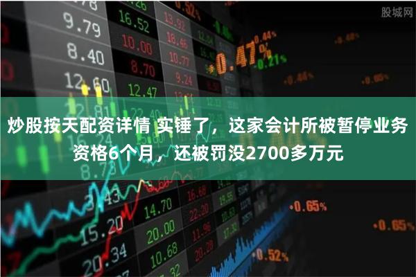 炒股按天配资详情 实锤了，这家会计所被暂停业务资格6个月，还被罚没2700多万元