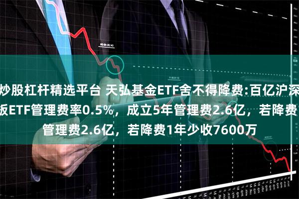 炒股杠杆精选平台 天弘基金ETF舍不得降费:百亿沪深300ETF和创业板ETF管理费率0.5%，成立5年管理费2.6亿，若降费1年少收7600万