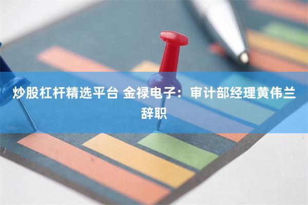 炒股杠杆精选平台 金禄电子：审计部经理黄伟兰辞职